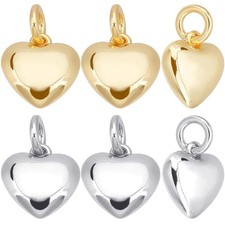 Beebeecraft 1 Box 18K Gold Plated Small Heart Charms 3D Heart Dangle Pendant ...