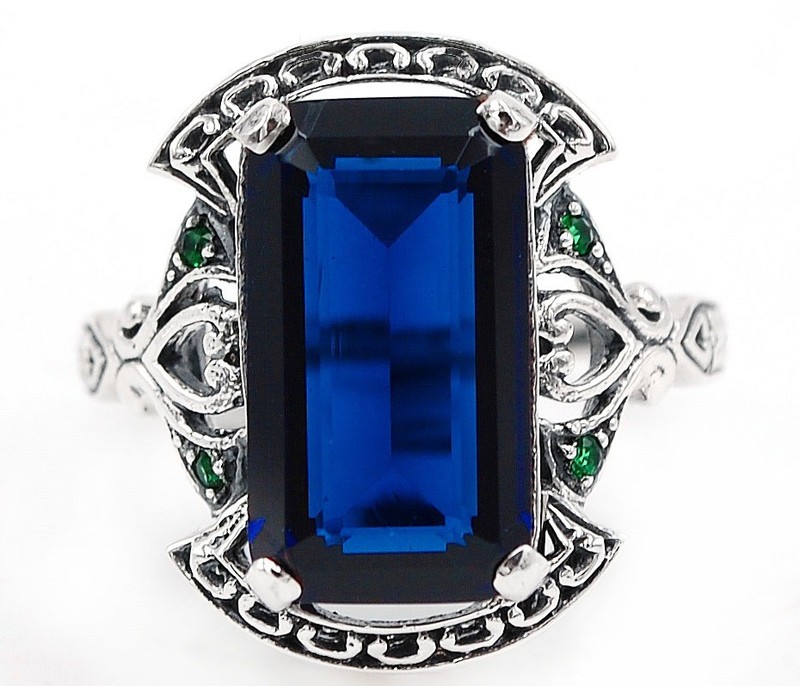 10CT Heat Treated Kyanite 925 Sterling Silver Vintage Art Ring Sz 7 Z6-6