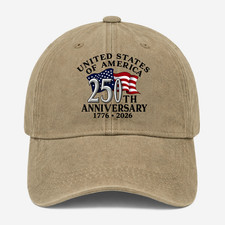 USA 250th Anniversary Hat 1776-2026 American Flag Washed Cap Patriotic Dad Hat