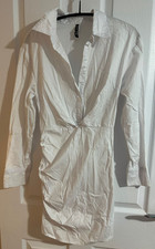 AsYou White Cotton Dress Shirt side Zip long sleeves eight paws project size 6
