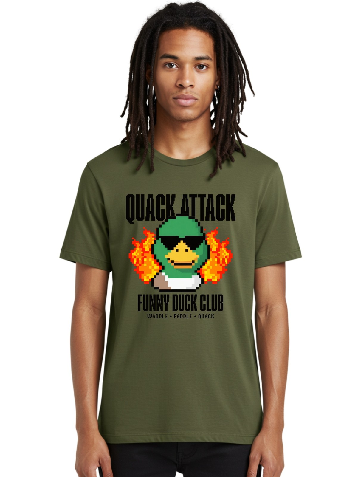 Quack-Attack-Funny-Duck-Club Mens Graphic Tee,100% Cotton,Casual Summer ...