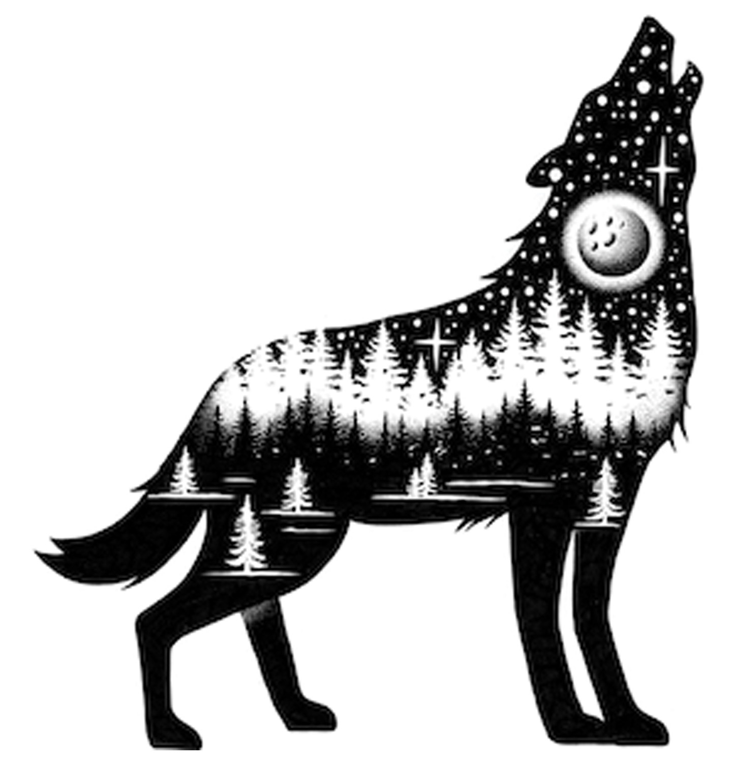 Наклейка с изображением волка: Выразите свою дикую натуру с помощью этого уникального дизайна!