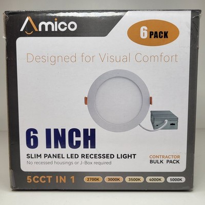 Amico 6 Pack 6 Inch 5CCT LED Recessed Ceiling Light Night Light