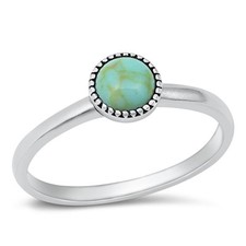 Cute Minimalist Turquoise Promise Ring New .925 Sterling Silver Band Sizes 4-10