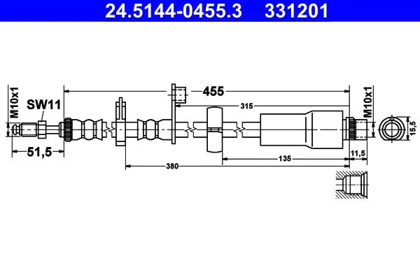 Tubo flessibile freno 24.5144-0455.3 ATE per FIAT PEUGEOT CITROËN - Immagine 2