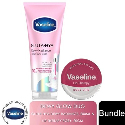 Vaseline Gluta-Hya Dewy Radiance Lotion 200ml & Rosy Lips Therapy 20g Duo Set