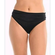 NWT La Blanca Island Goddess Banded Hipster Bikini Bottom Black Womens Size US 8