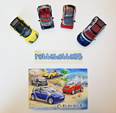 SMART MERCEDES CARS COMPLETE SET WITH ALL PAPERS KINDER SURPRISE EGG TOYS  2004