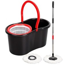 360° FLOOR MAGIC SPIN MOP BUCKET MICROFIBRE ROTATING DRY HEAD WITH 2 HEADS SET