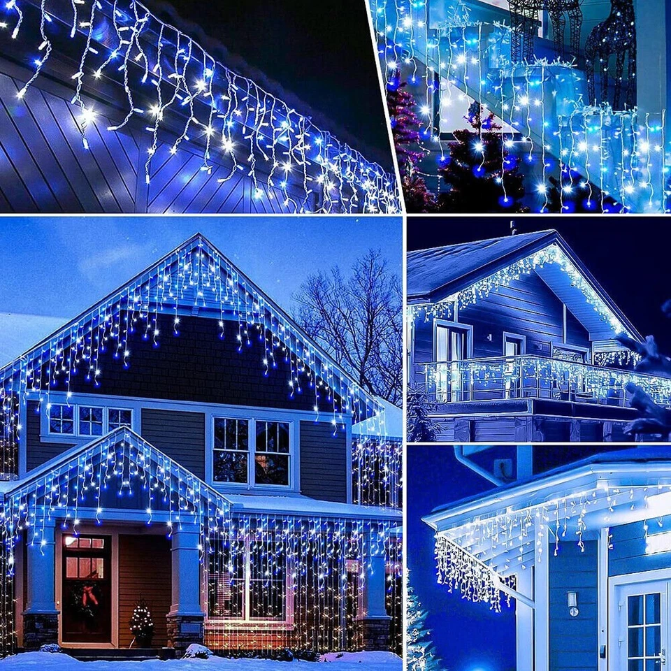 LED Curtain Lights String Fairy Outdoor Garden Christmas Wedding Party Icicle US - Image 4 of 4