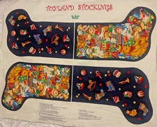 VTG Toyland Jumbo Large Christmas Stocking Sewing Panel Cranston