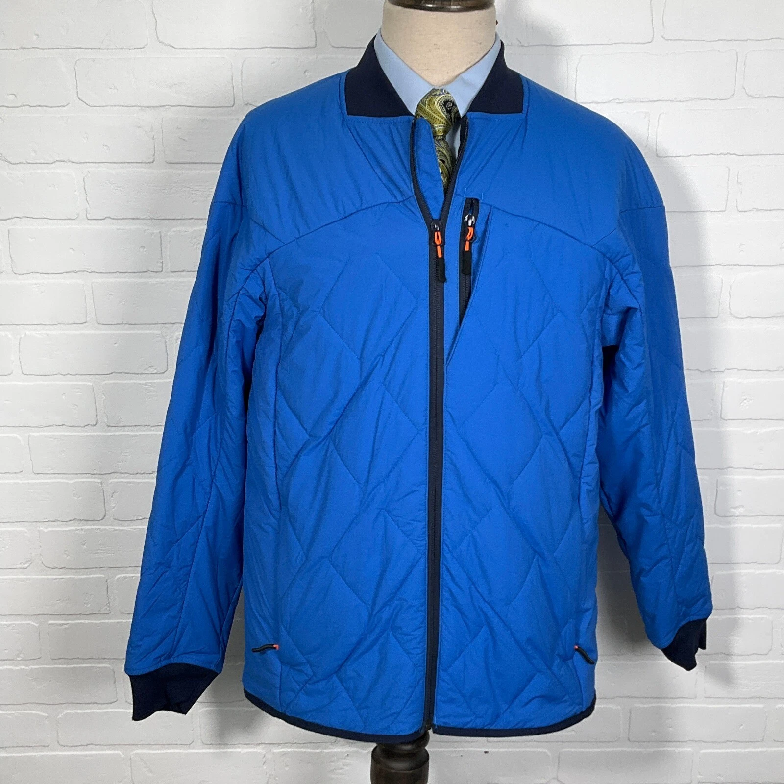 Duluth Trading Agiloft Jacket Men MR Blue Quilt Insulate Nylon Zip Classic