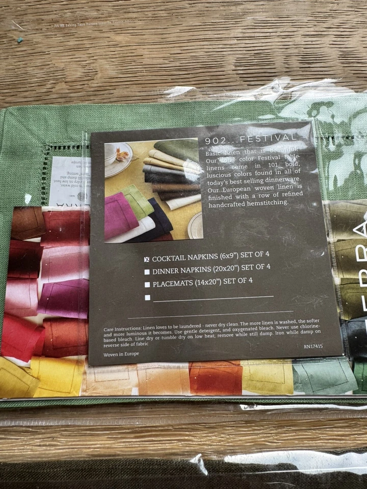 Servilletas de cóctel de lino puro de lujo SFERRA nuevas con etiquetas precio firme Foto 4 de 4