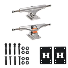 Independent Skateboard Trucks Mids Silver + Risers & Hardware Kit - Choose Size