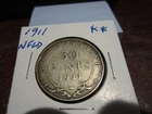 1911 - NFLD - Canada - Silver 50 cents - Circulated half dollar -