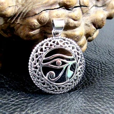 Solid 925 Sterling Silver Celtic Knot Third Eye Egyptian Eye of Horus Pendant