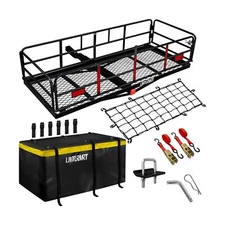 Trail Hitch Mount Cargo Carrier Basket 58" x 24" x 14" Folding Vehicle Cargo ...