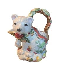 FITZ & FLOYD Enchanted Holiday  Bear Creamer  NO Sugar Bowl Bear w Bow