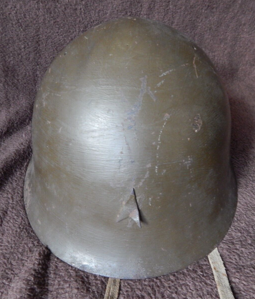 WWII Japanese Army, Type 90 Combat Helmet, Original Paint, Liner & Chin