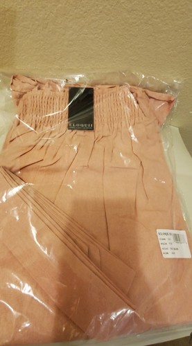 Eloquii Linen Blend Pink Blush Smocked Ruffle Mini Dress. Size 14/16 - Picture 10 of 11
