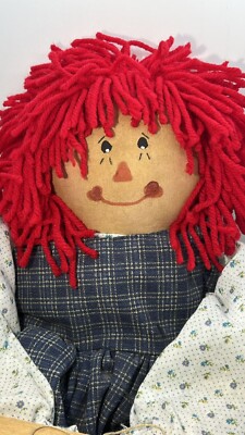 Raggedy Ann Vintage Handmade Classic Doll Dress Painted Face 26  Tall