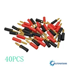 40PCS 4mm Screw-Type Banana Plugs Gold Audio Connectors for Wires