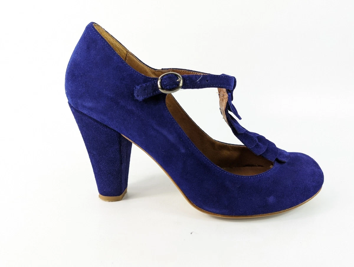 Topshop Blue Suede Leather High Heel Shoes Uk 6 Eu 39