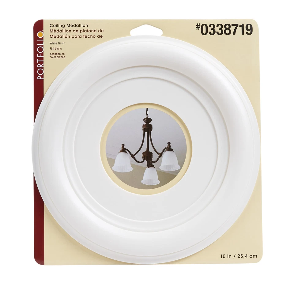 Portfolio 10 Inch Ceiling Medallion Light Fixture Fan White Finish PAINTABLE 10" - Image 2 of 4