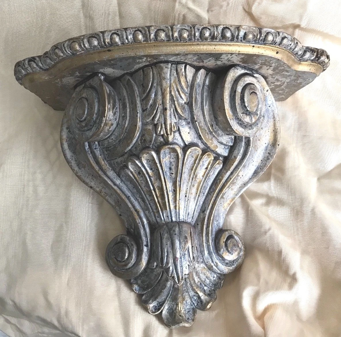 GuildMaster Wall Shelf Distressed Silver Gray Gold 11.25" Tall