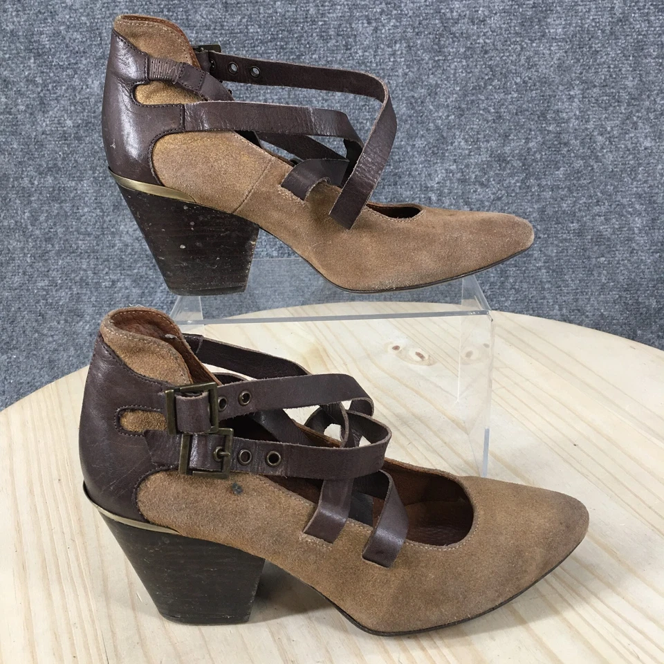Zapatos de tacón Sixty Seven para mujer 38 informales con doble correa cruzada en punta marrón gamuza Foto 2 de 4