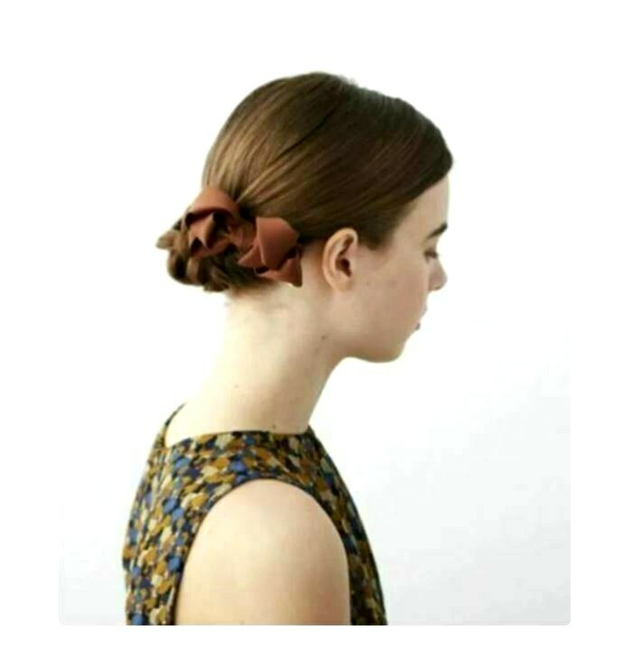 Alexandre de Paris hair clip barrette fabric bow brown  display picture 1