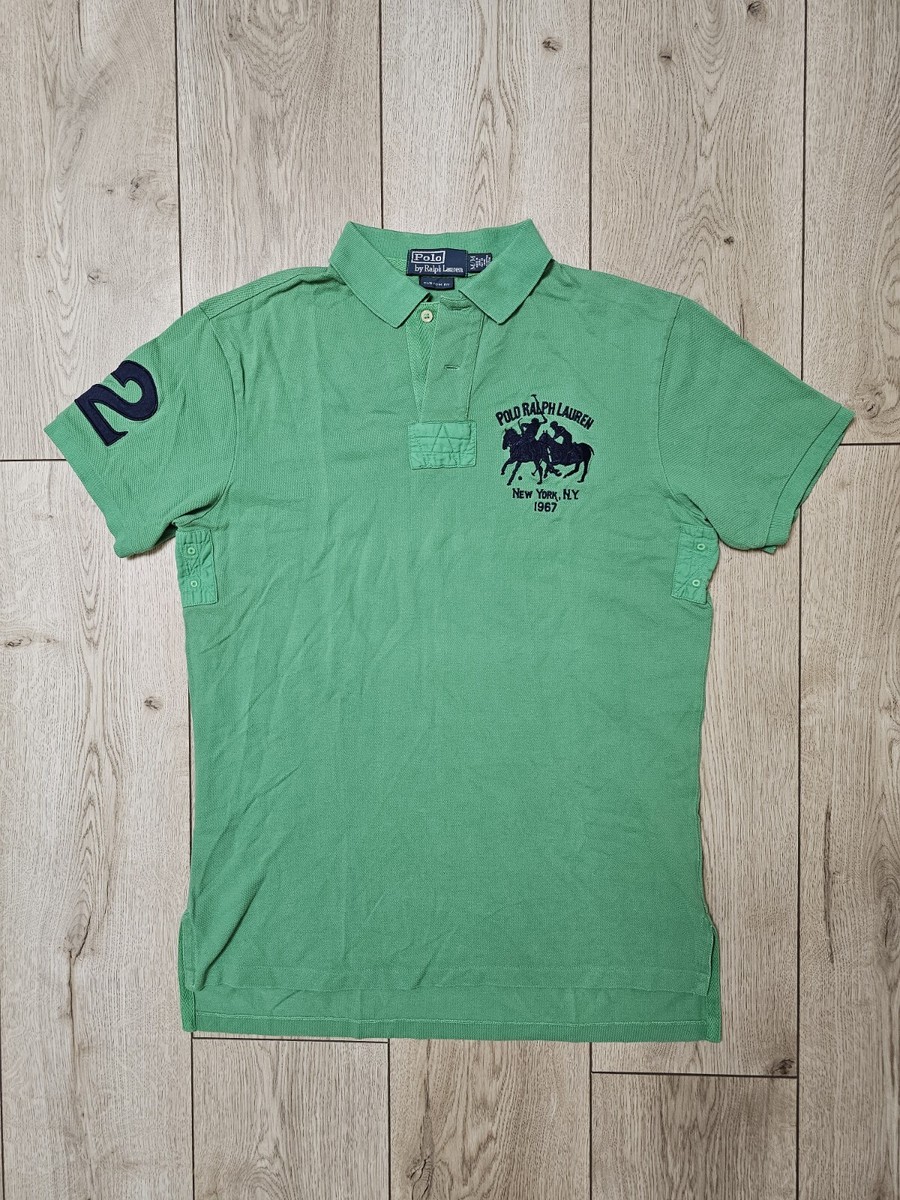VINTAGE POLO RALPH LAUREN RARE NEW YORK 90s POLO SHIRT GREEN M