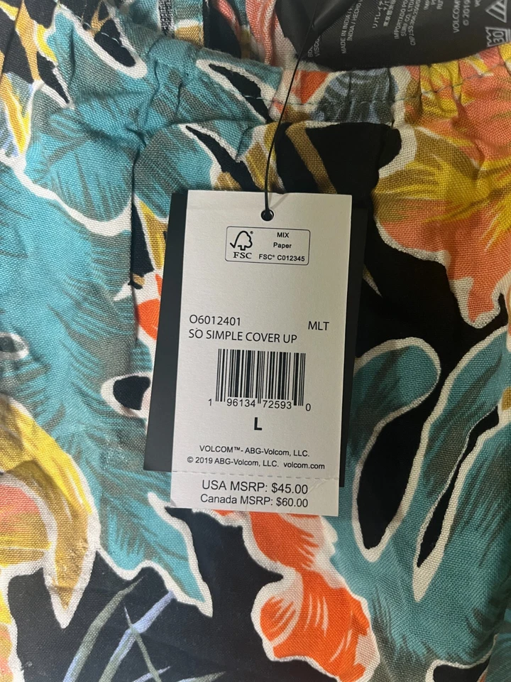 Volcom Women's L So Simple Floral Swimsuit Cover Up Dress Multicolor O6012401 - Image 4 of 4