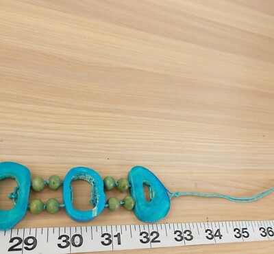 VTG Tribal Womens Belt Medium Blue Bone Disc Bead Beaded  display picture 1