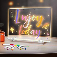 Kids LED Luminous Drawing Board Acrylic Writing Tablet Erasable Learning Memo Bo