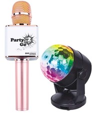 Party2Go Bluetooth Karaoke Microphone and Disco Ball Set Pink Wireless Mic