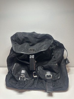 Authentic PRADA Black Nylon Leather Backpack Vintage Italy Entrupy Authenticated
