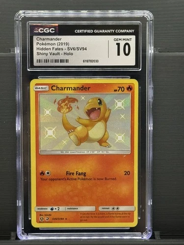 2019 Pokemon Hidden Fates CHARMANDER Shiny Rare Holo #SV6/SV94 CGC 10 GEM MINT