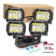 4PCS 60W 4 Inch Triple Row LED Pods Flood Light 4Pcs LED Pods Wiring Harness