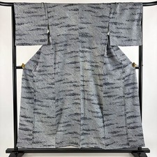 JAPANESE KIMONO FINE PATTERN NAVY BLUE 153.5 cm 5 ft 0 in PURE SILK FF9190