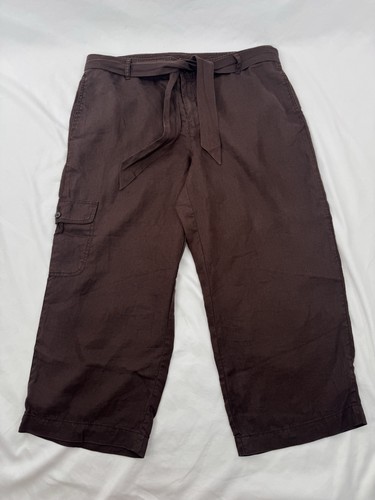 Damen-Cargohose Leinen weites Bein 16 minimalistisch Resort Capsule Freizeit zum Binden Cropped - Bild 1 von 10