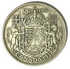 1937 50c Fifty Cents Silver Coin Canada Half Dollar KM# 36