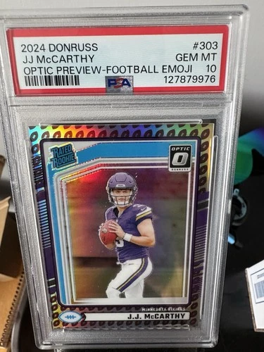 2024 Donruss JJ McCarthy Optic Preview Football Emoji PSA 10