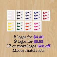 3 Nike 2" inch wide swoosh logo Heat Transfer Vinyl HTV Iron On