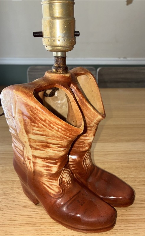 Vintage McCoy Pottery Cowboy Boots Lamp Base 1950s Western Decor  plus  hardware