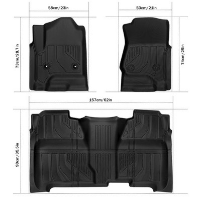 Tapetes de suelo TPE Alfombrillas para 2014-2018 Silverado/Sierra 1500 Crew Cab