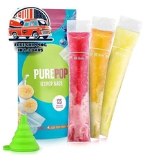 125 bolsas desechables para paletas de hielo con cierre, sin BPA, con embudo