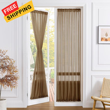 Tollpiz Sheer Door Curtains Closet Linen 25"W x 72"L Pack of 1 , Brown