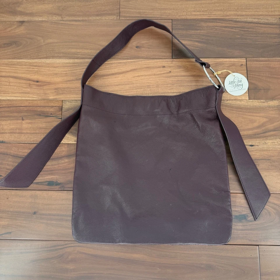 Maxi Bolso de Hombro ZARA Borgoña Cuero Granulado Real Hebilla Hobo Tote Foto 2 de 4