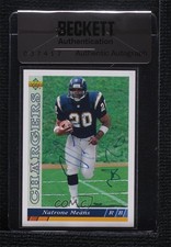 BAS 1993 Upper Deck Natrone Means #479 Seal of Authenticity Auto 3c7